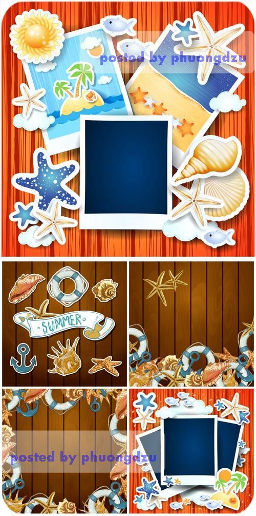 Vector backgrounds with marine elements 2