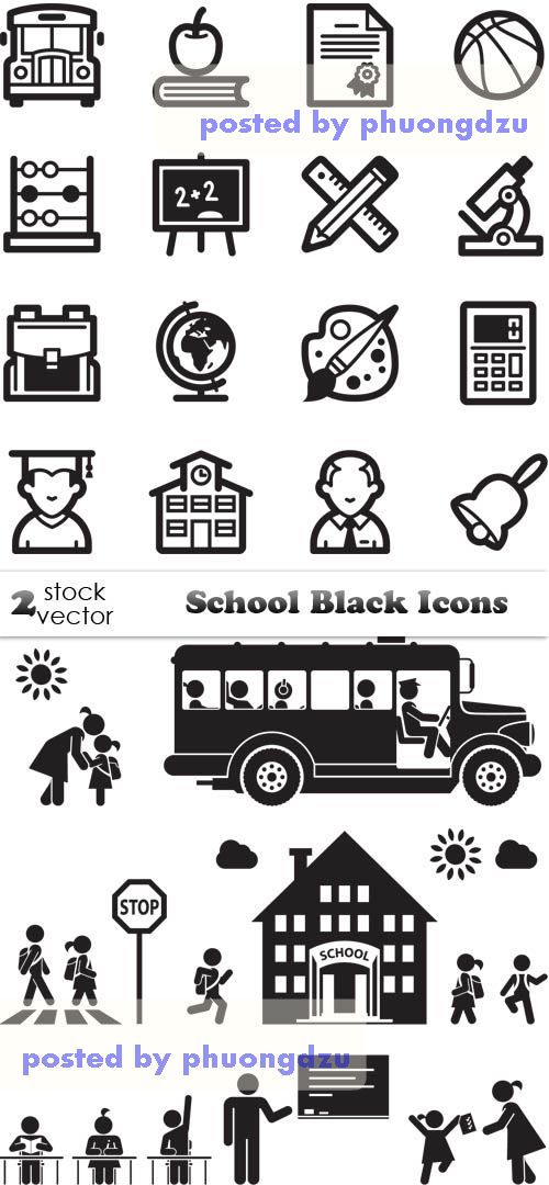 Vectors - School Black Icons 2