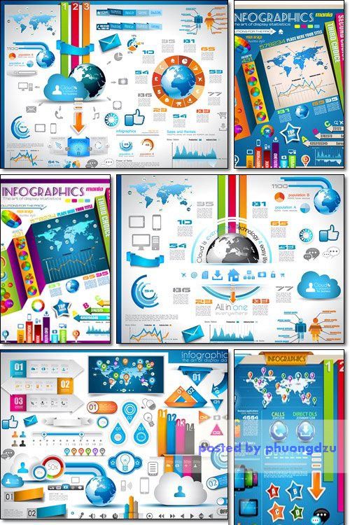 Infographics Elements for cloud computing graphs - Vector