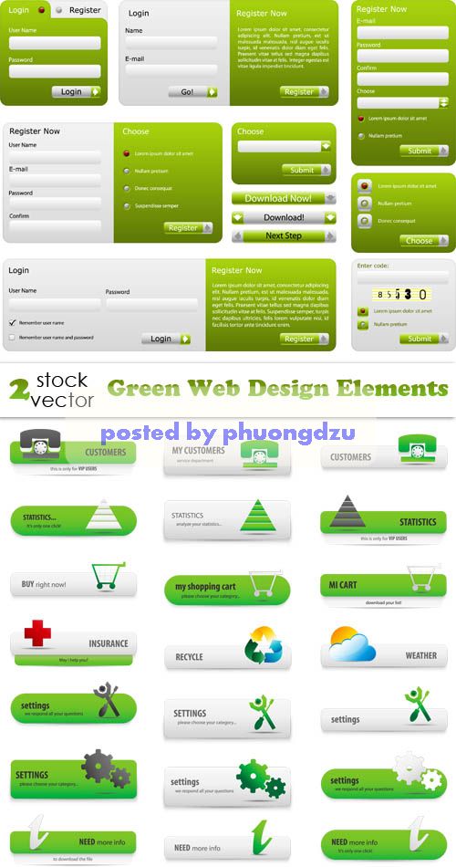 Vectors - Green Web Design Elements