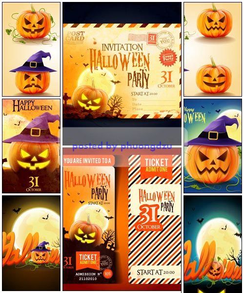 Halloween party backgrounds - vector stock 2