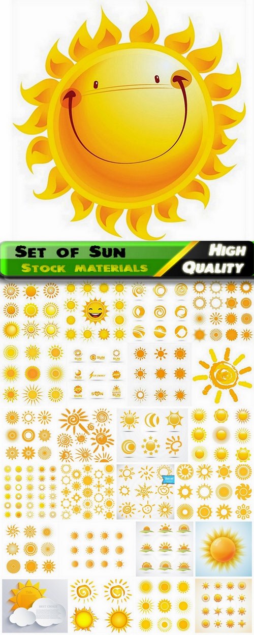 Set of Sun in vector from stock - 25 Eps