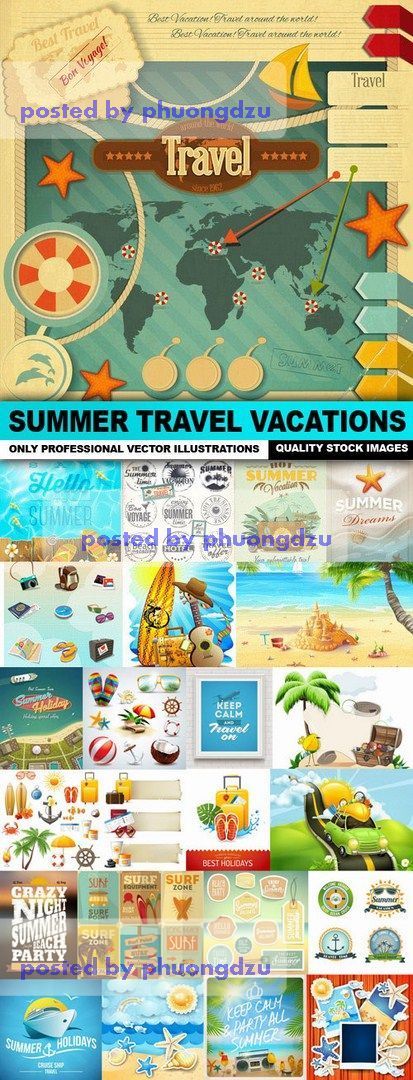 Summer Travel Vacations Vector colection
