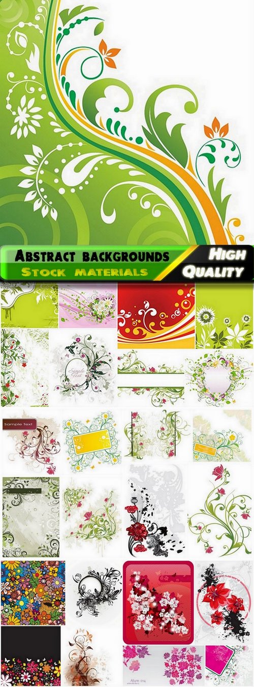 Abstract backgrounds with flowers and leaves elements #7 - 25 Eps