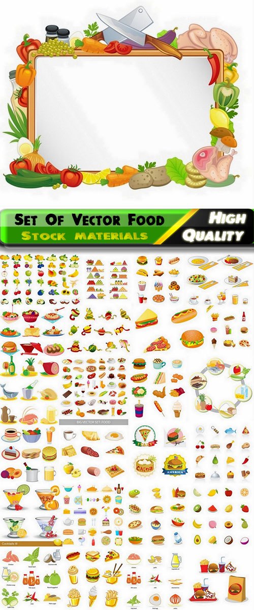 Different Set of vector food from stock - 20 Eps - 5 Svg