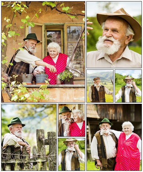 Senior couple on farm - Stock Photo