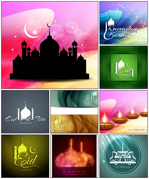 Eid Mubarak and Ramadan background, part 1 - vector stock