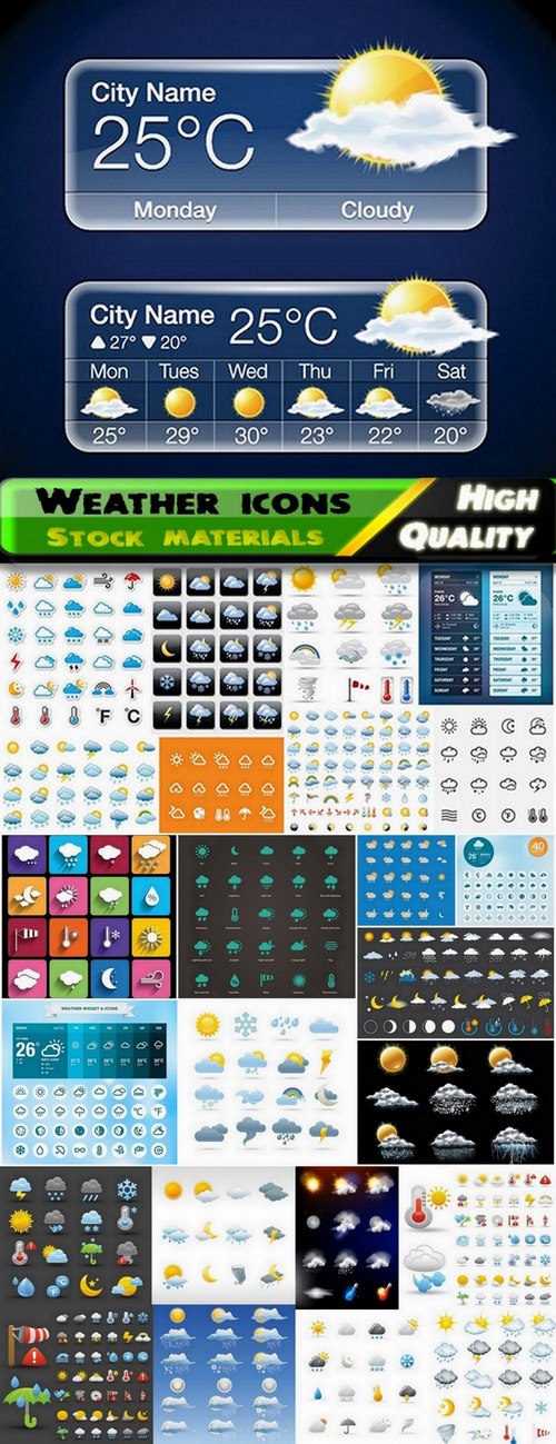 Weather icons and Elements in vector from stock - 25 Eps