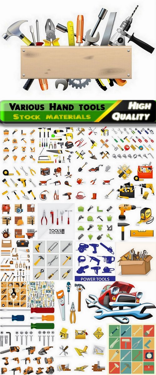 Various Hand tools and electric tools in vector Set from stock - 25 Eps