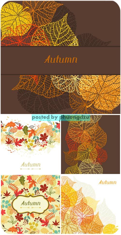 Autumn vector background with golden leaves 3