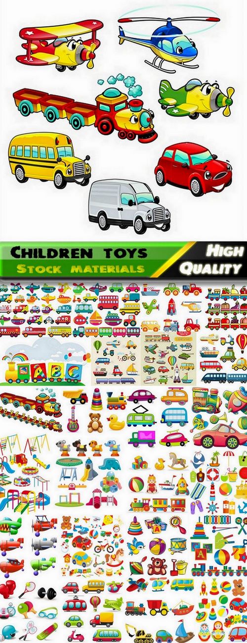 Different children toys in vector from stock - 25 Eps