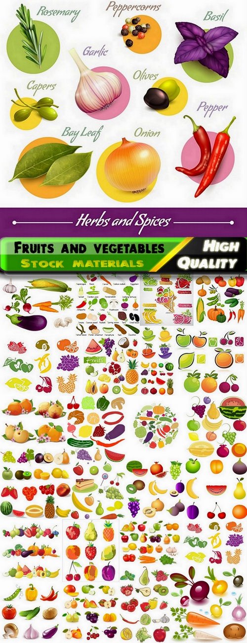 Illustration of beautiful fruits and vegetables in vector from stock - 25 Eps