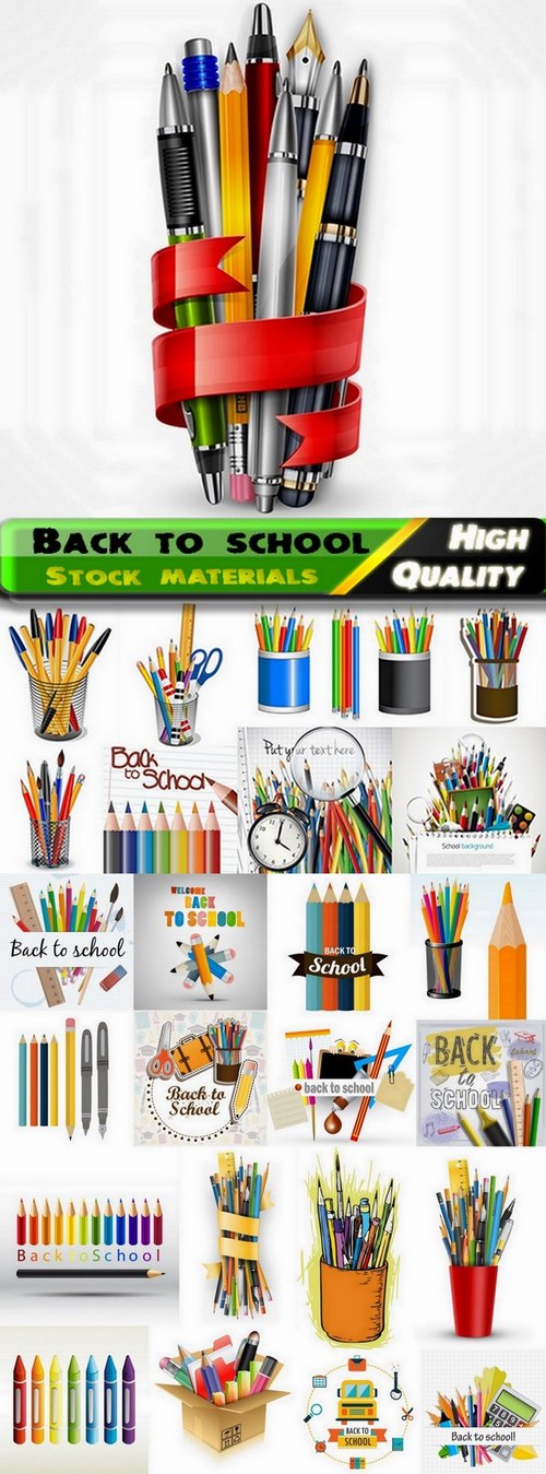 Back to school backgrounds and stationery elements in vector from stock - 25 Eps