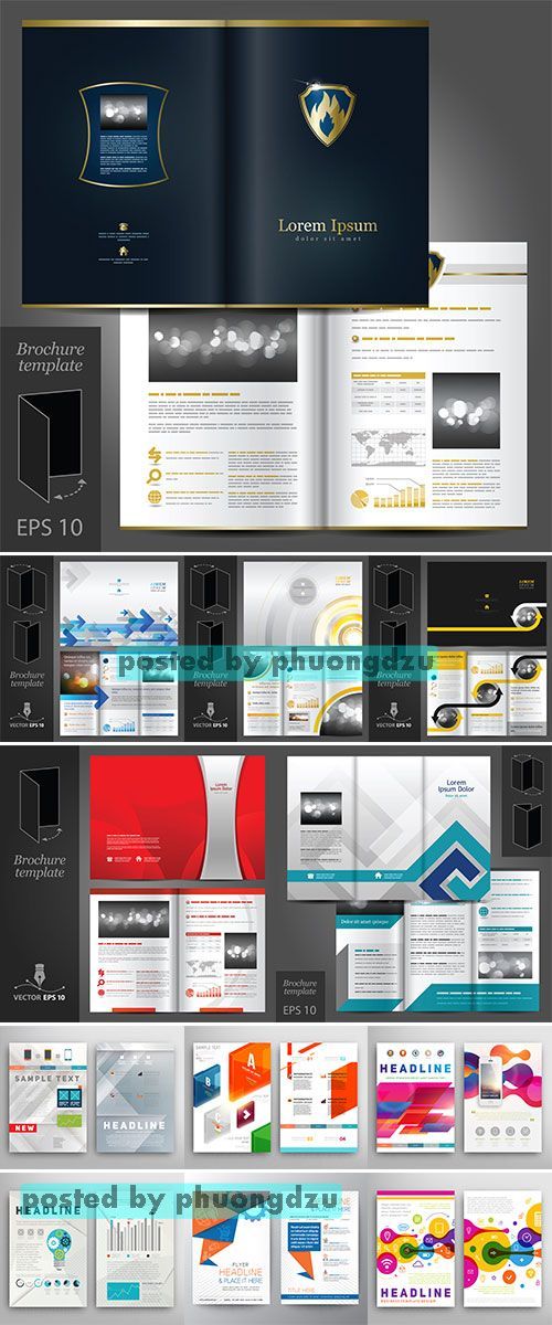 Stock: Abstract Triangle Geometric Vector Brochure Template. Flyer 1