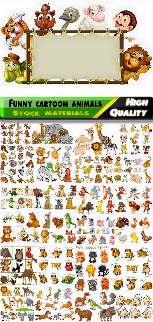 Funny cartoon animals in vector from stock #4 - 25 Eps