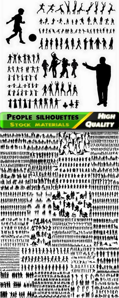 Big set of people silhouettes in vector from stock - 25 Eps