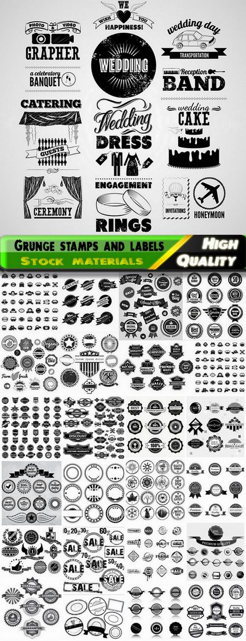 Grunge stamps and labels in vector from stock #2 - 25 Eps