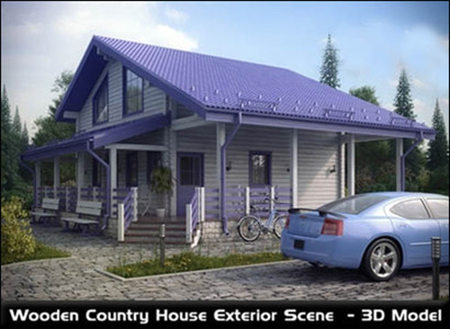 [3DMax] Wooden Country House Exterior Scene