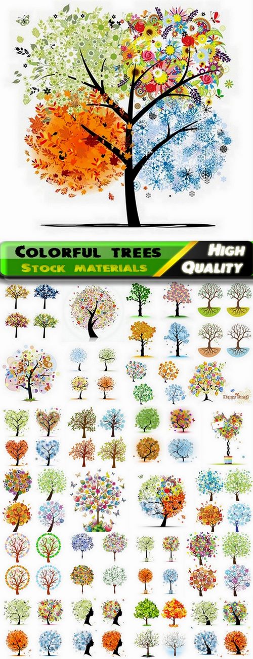 Abstract and colorful trees in vector from stock - 25 Eps
