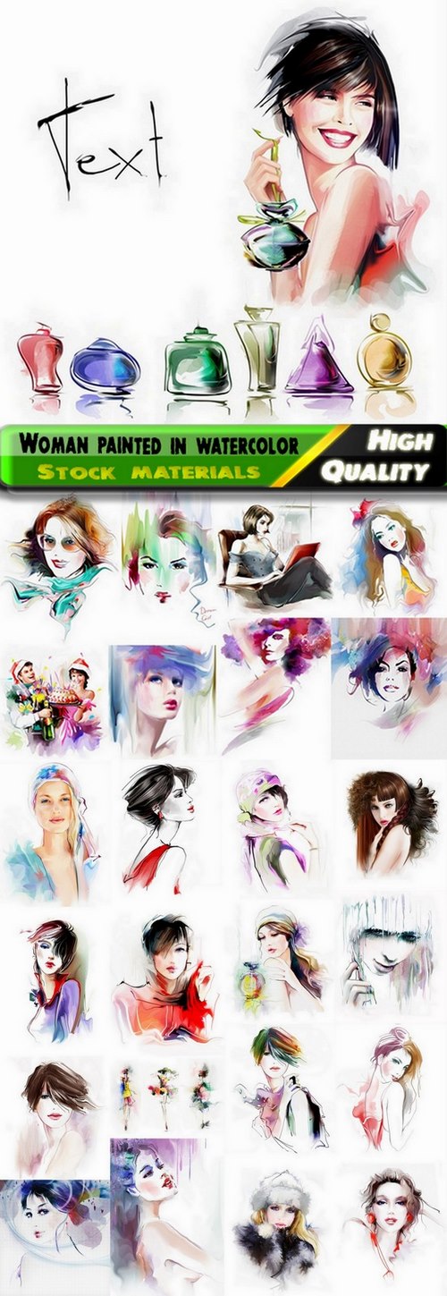 Amazing woman painted in watercolor Stock images - 25 HQ Jpg