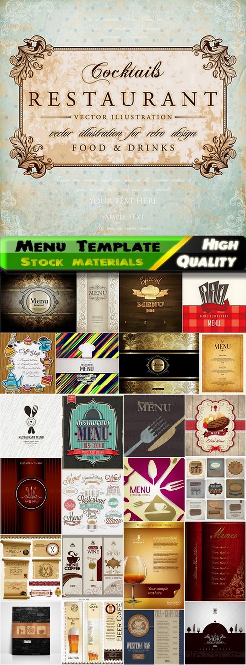Menu Template design elements in vector from stock #6 - 25 Eps