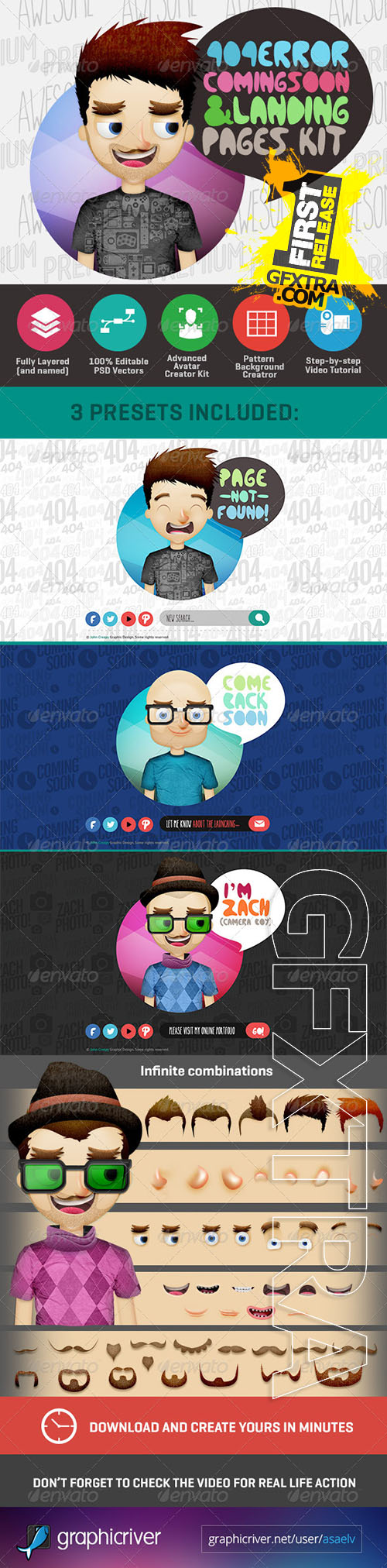 Graphicriver - 404 Page with Avatar Creator Kit 6853253