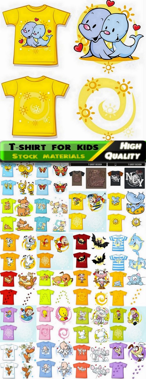 T-shirt print design for kids in vector from stock - 25 Eps