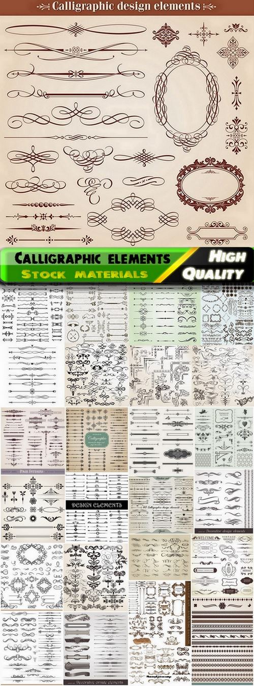 Calligraphic design elements for page decorations #2 - 25 Eps