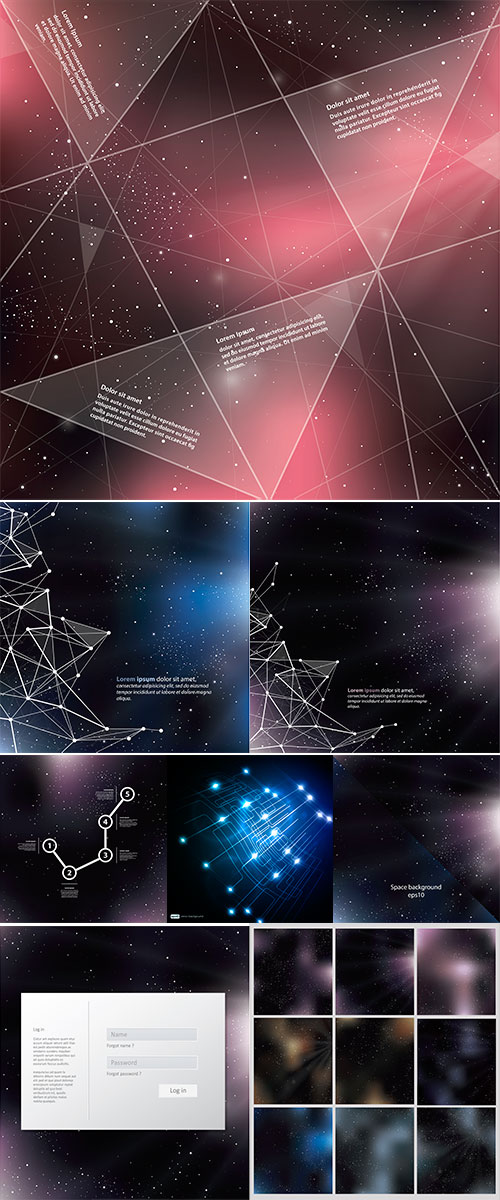 Stock vector Deep Space background with abstract lines and triangles, Universe template, with space for your text