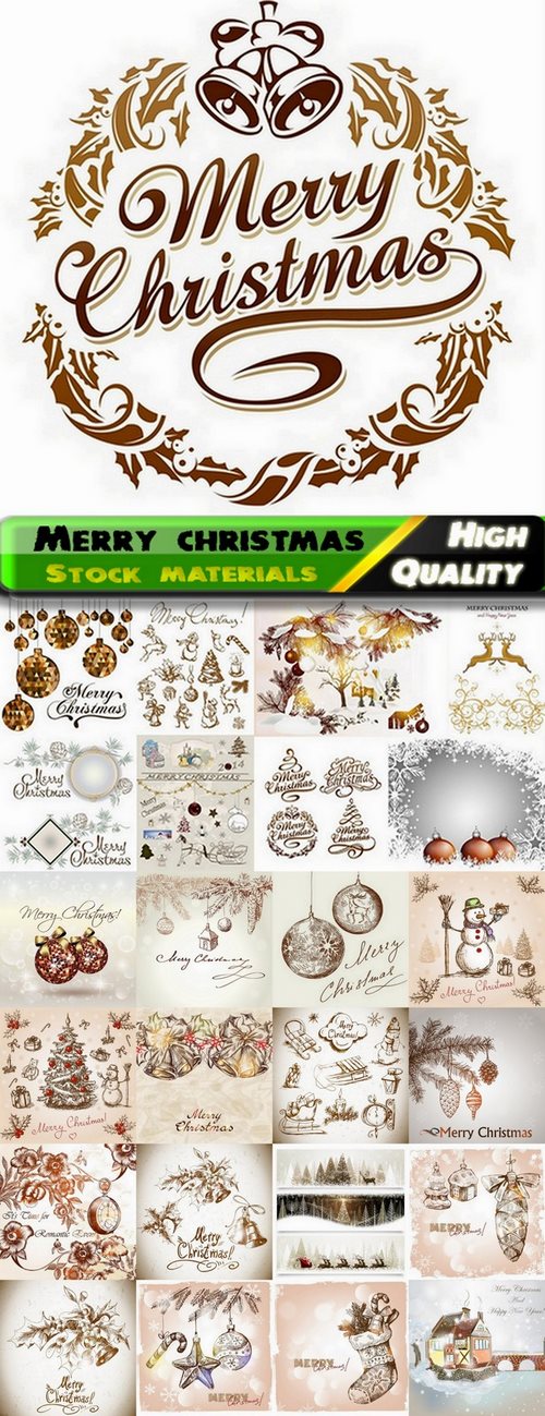 Merry christmas template design in gold - 25 Eps