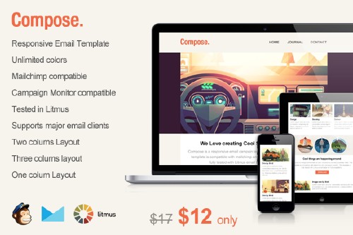 CreativeMarket - Compose - Responsive Email Template 74239
