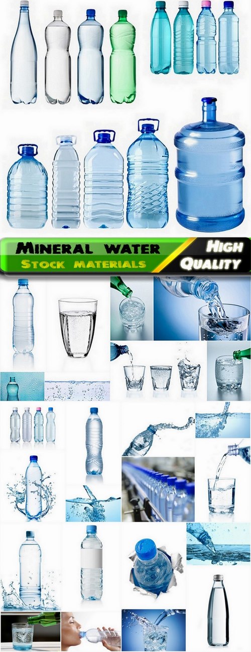 Mineral water bottles and other containers Stock images - 25 HQ jpg