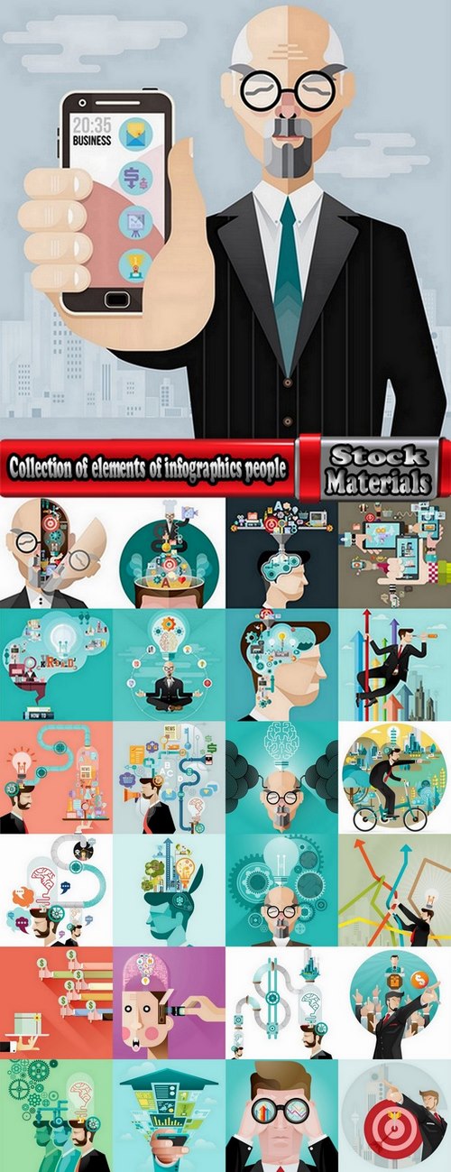 Collection of elements of infographics people vector image 25 Eps