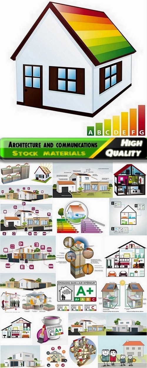 Architecture of vector houses and ommunications from stock - 25 Eps
