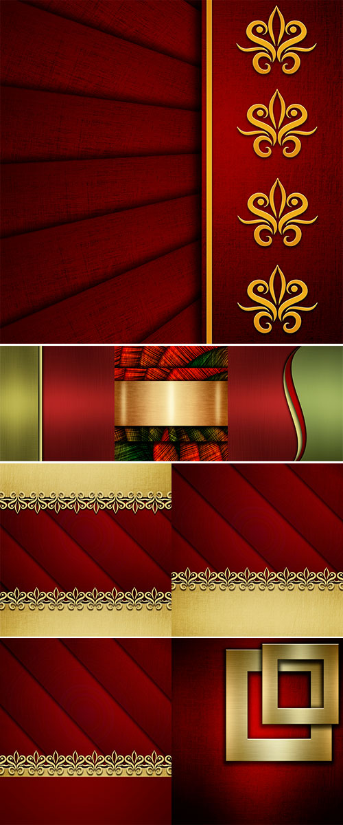 Stock Photo Elegant red background with gold ornament and place for text
