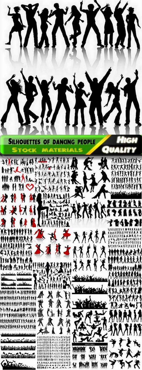 Big set of silhouettes of dancing people - 25 Eps