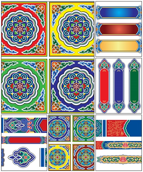 Traditional chinese door beam decorative pattern - vector stock