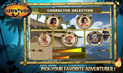 Captures d'écran du jeu Survivor - Ultime Aventure sur Android, une tablette.