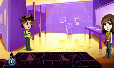 Captures d'écran du jeu à l'École 26 sur Android, une tablette.