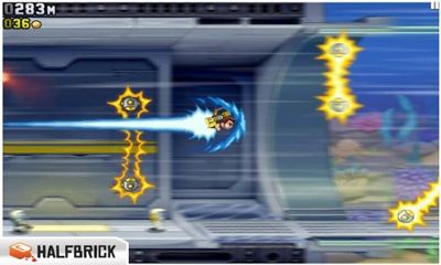 Screenshots of the game Jetpack Joyride on Android phone, tablet.