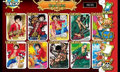 Screenshots of the game One Piece ARCarddass Formation for Android phone, tablet.