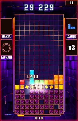 Captures d'écran du jeu Tetris blitz sur Android, une tablette.