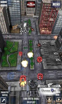 Captures d'écran du jeu de la Défense de Canon sur Android, une tablette.