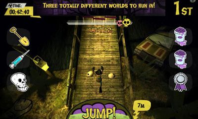 Captures d'écran du jeu de la Ligue Mondiale de Zombies Run sur Android, une tablette.