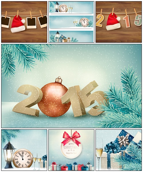 Happy holidays backgrounds with gifts 2015 - vector stock