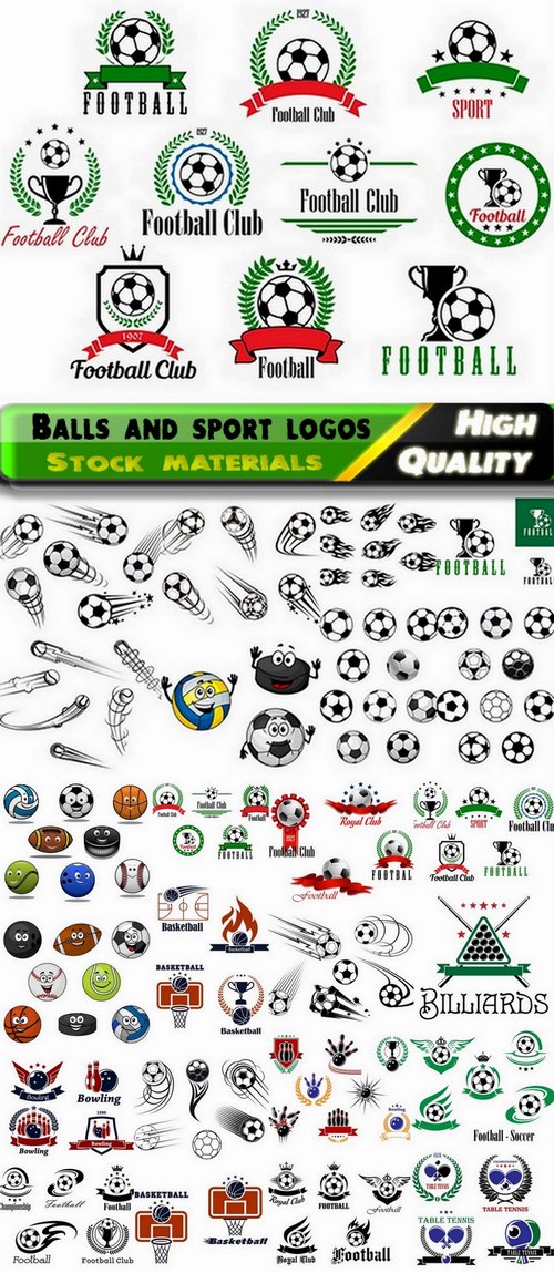 Balls and sport logos in vector from stock - 25 Eps