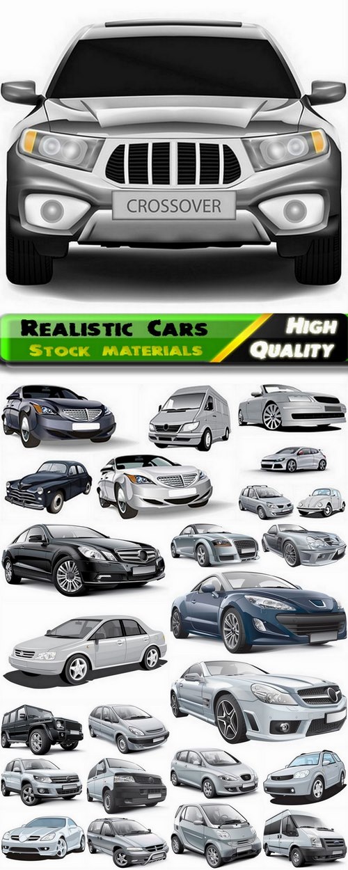 Different realistic Cars in vector from stock - 25 Eps