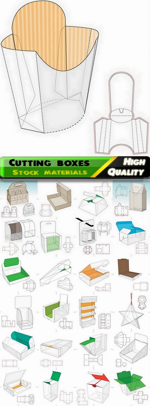 Template for cutting boxes in vector from stock #4 - 25 Eps