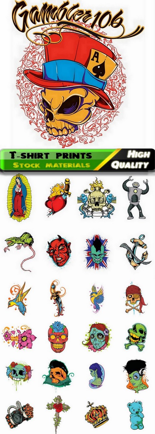T-shirt prints design in vector from stock #32 - 25 Eps