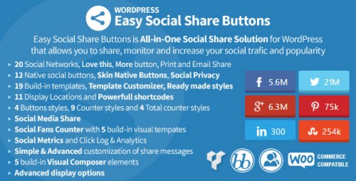 Nulled Easy Social Share Buttons for WordPress v2.0.1 picture